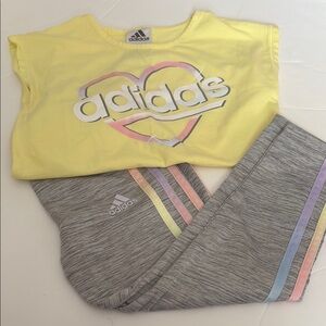 Adidas Pastel Heart Tee and Gray Leggings